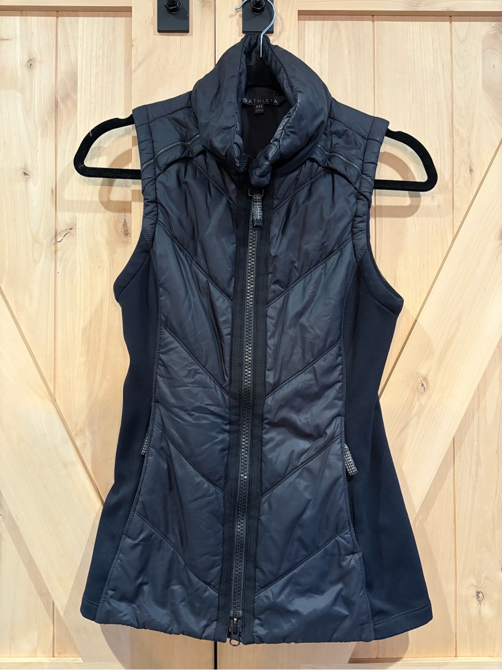 Athleta Black Quilted Sleeveless Vest with Stretch Panels